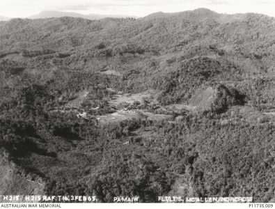 An aerial view of the British Army outpost at Pa Main, Central Brigade, Sarawak. Australian War Memorial.